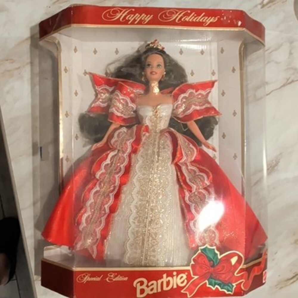 Barbie Happy Holidays Doll 1997 Brunette, Special 10th Anniversary Edition